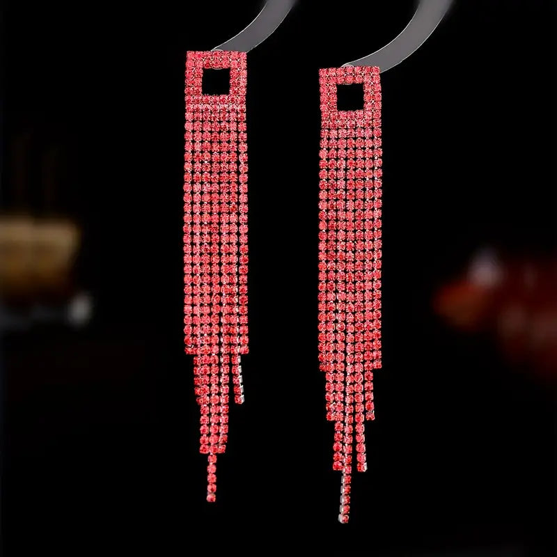 Rhinestone Curtain Earrings