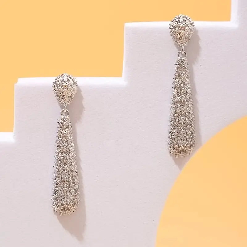 Elongated Rhinestone Dangle Eearrings