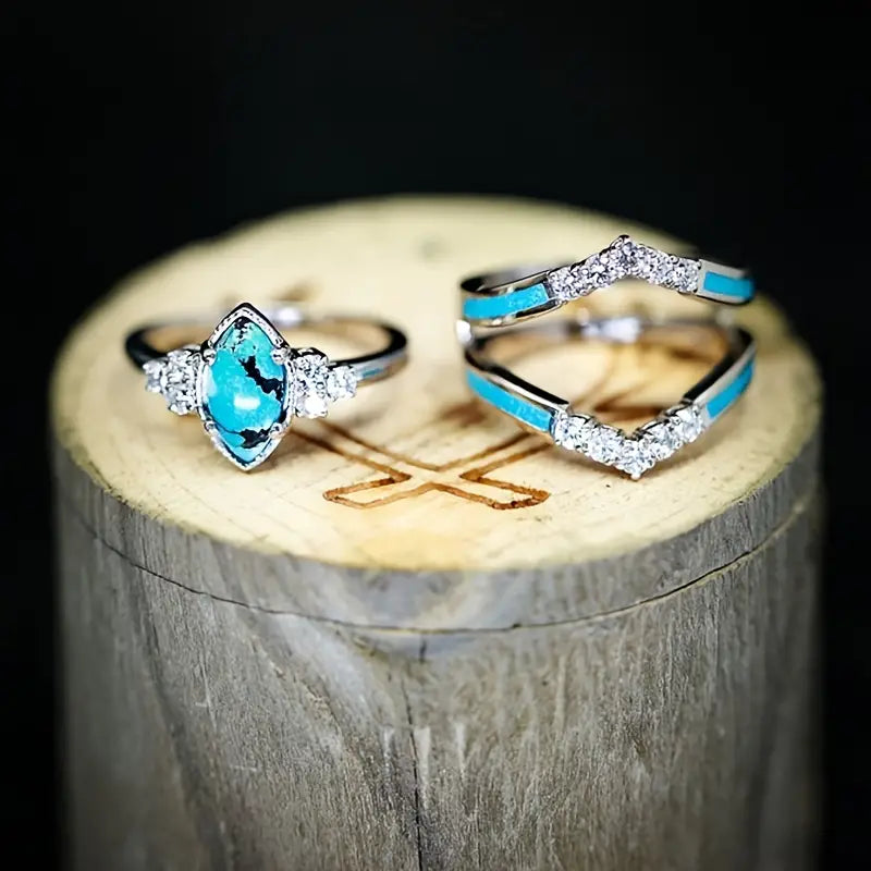 3 Pc Turquoise Ring