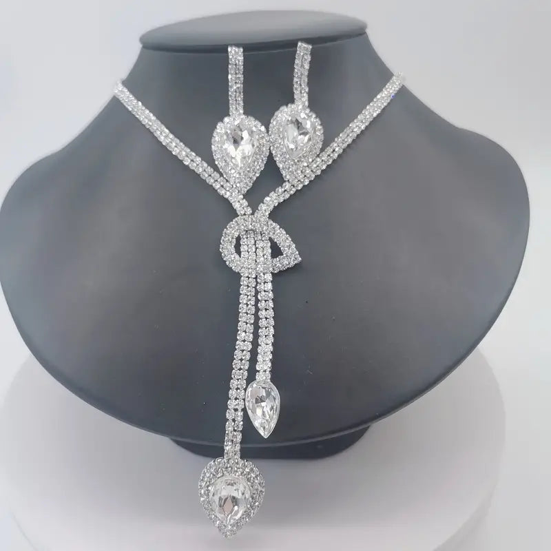 Rhinestone Bolo Style Necklace Set