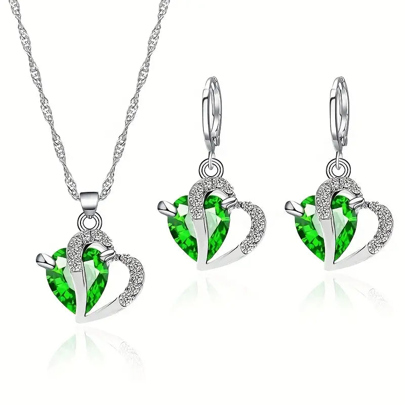 2 Pc Colored Heart Gem Set