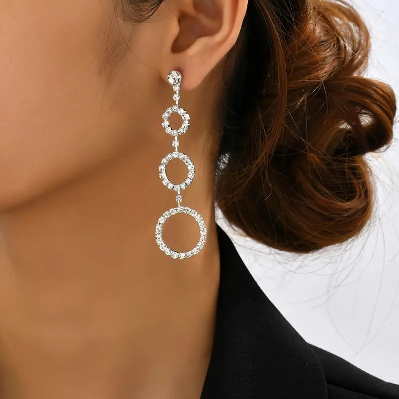 Rhinestone Circles Earrings