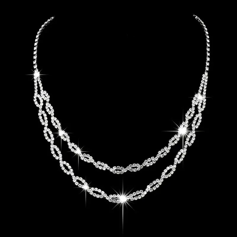 Oval Link Rhinestone Necklace Set