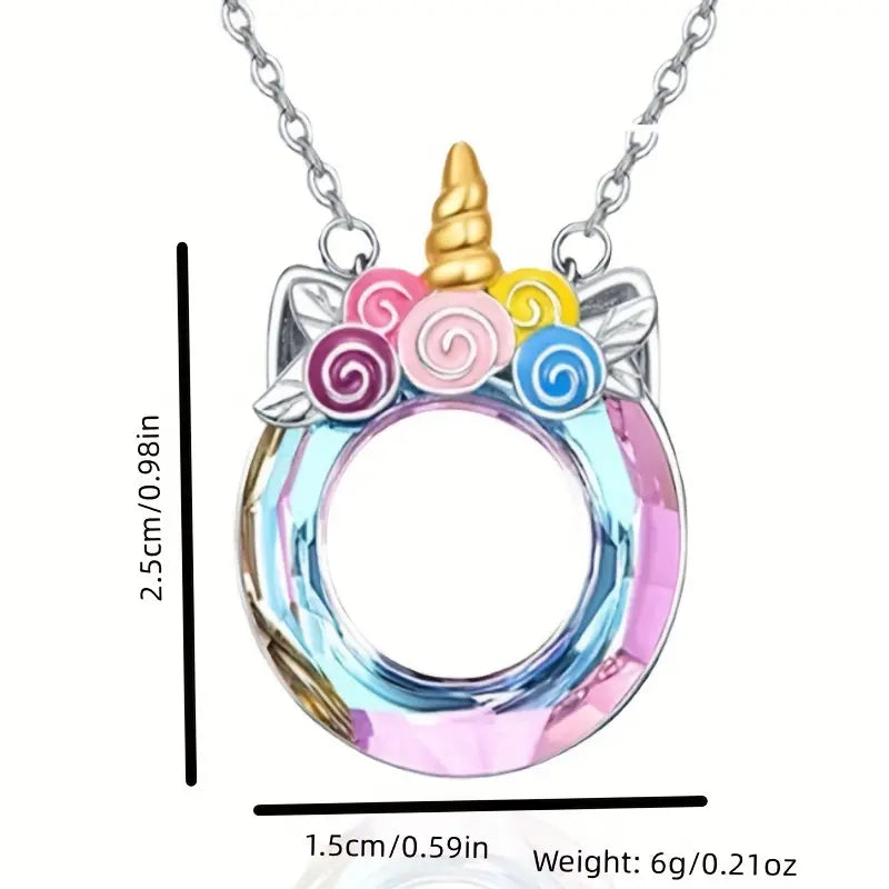 Iridescent Unicorn Circle Necklace