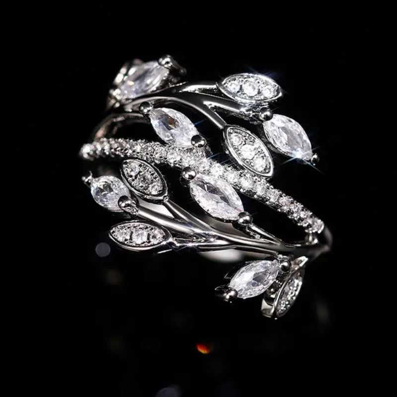 Leaf Wrap CZ Ring