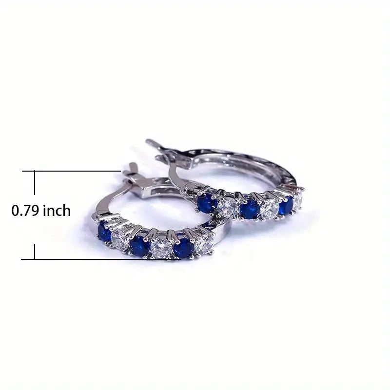 Blue/White Rhinestone Hoops