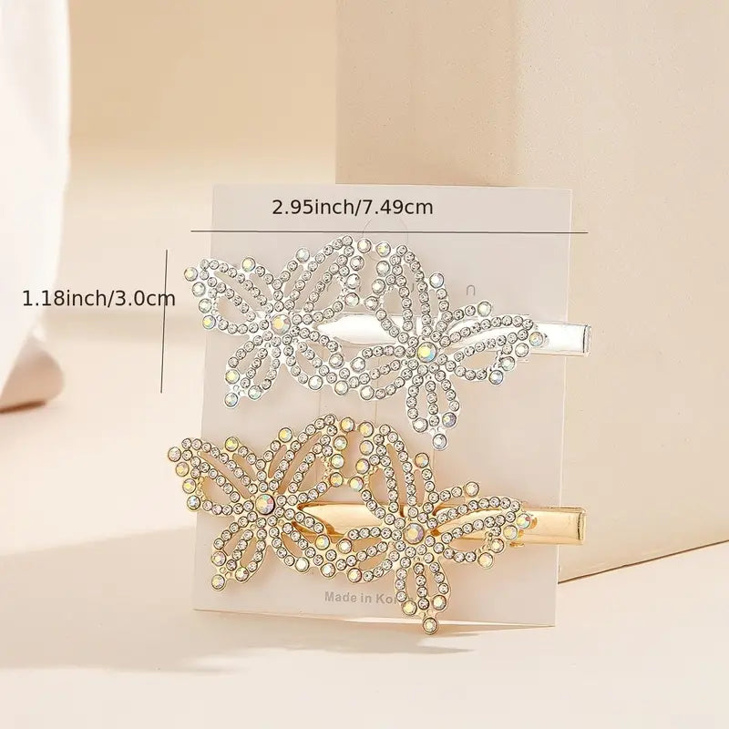 2-Pc Rhinestone Butterfly Hair Clips