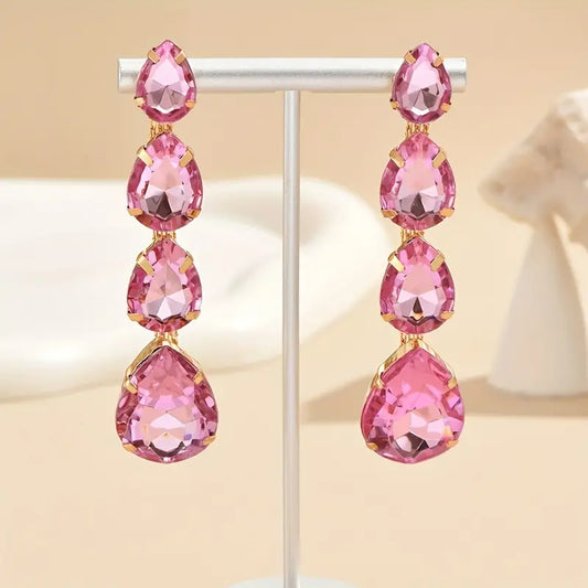 Pink Ice Teardrop Earrings