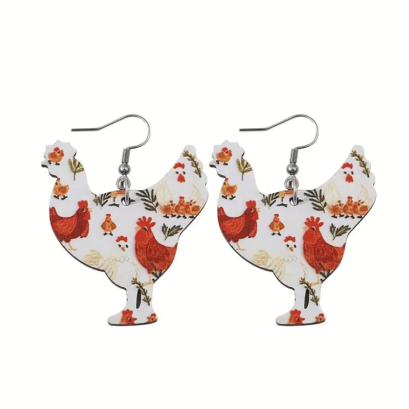 Hen Print Earrings