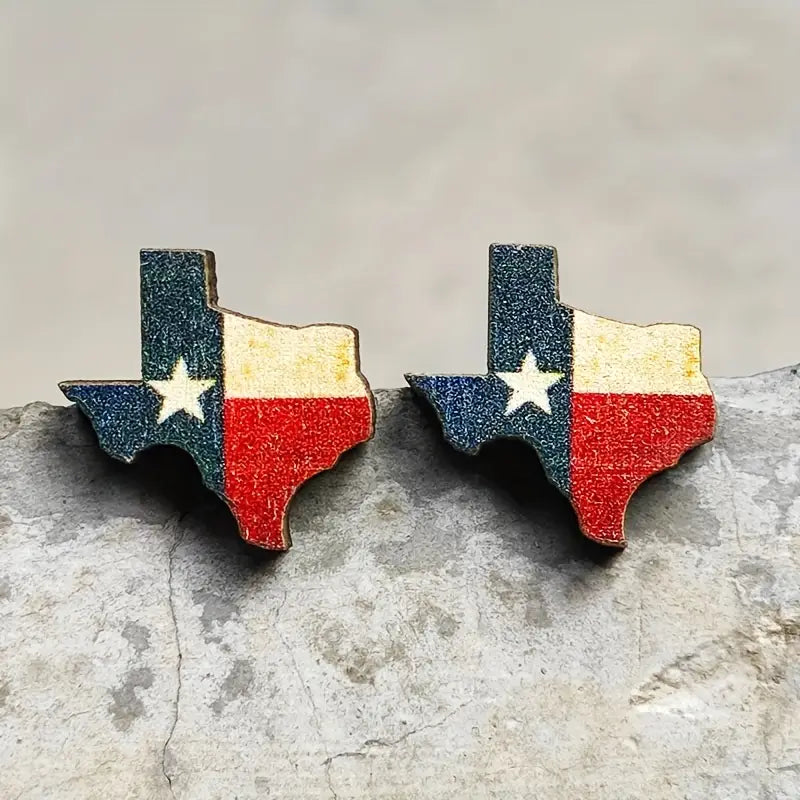 Texas Flag Wooden Earring