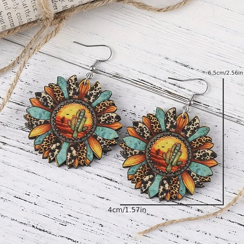 Desert Scene Sunflower Earring