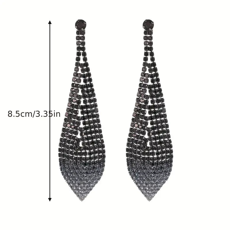 Rhinestone Curtain Earrings