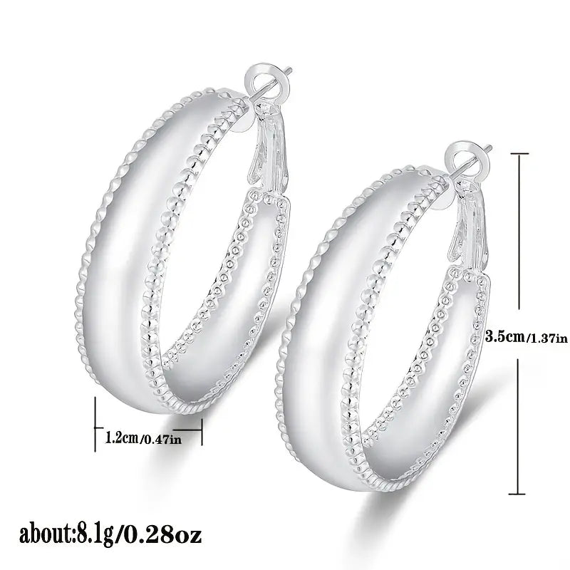 Beaded Edge Hoop Earrings