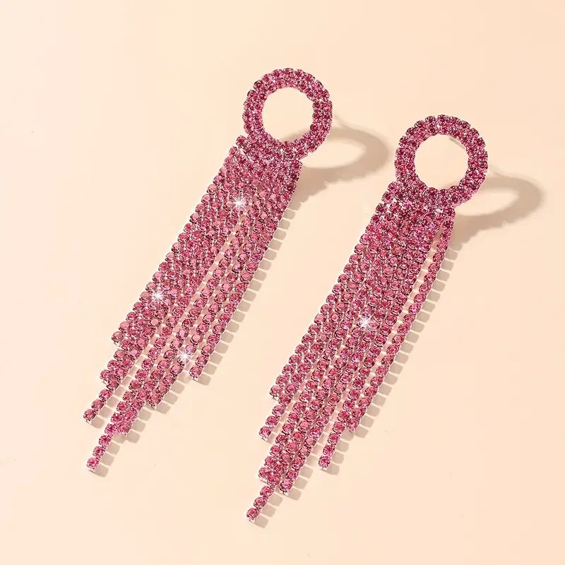 Rhinestone Curtain Earrings