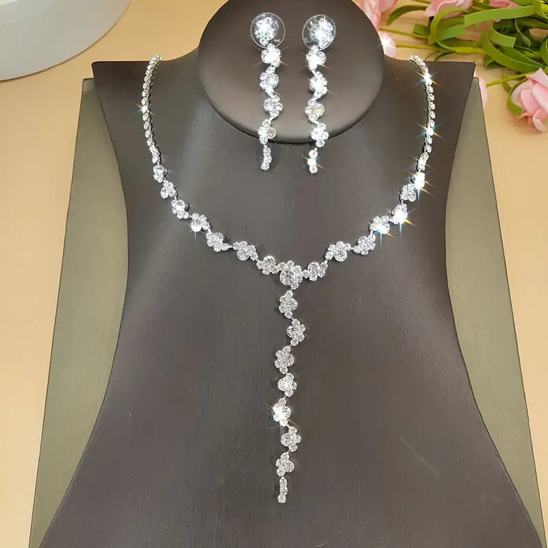 Rhinestone Drop-Y Necklace Set