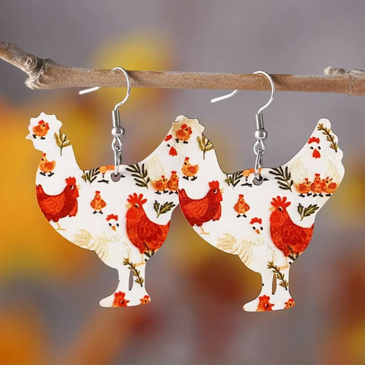 Hen Print Earrings