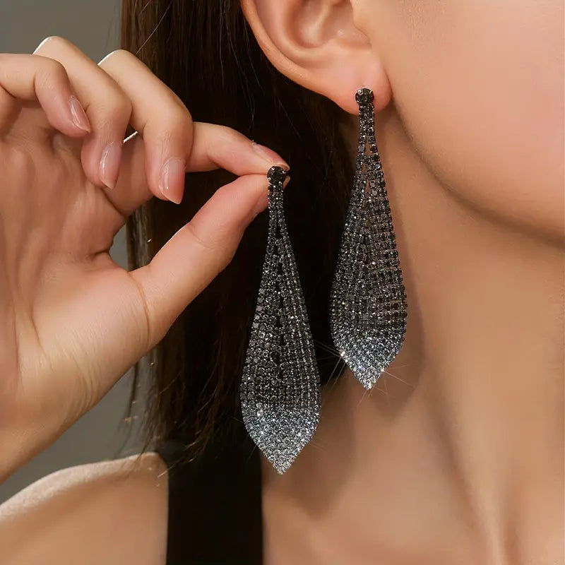 Rhinestone Curtain Earrings