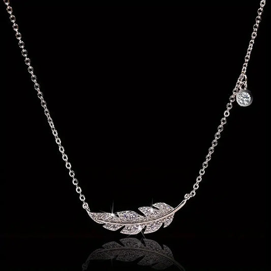 Bohemian Crystal Feather Necklace