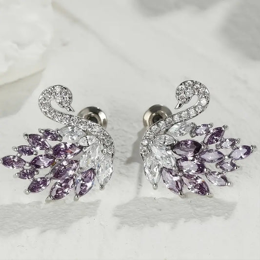 Rhinestone Swan Earrings