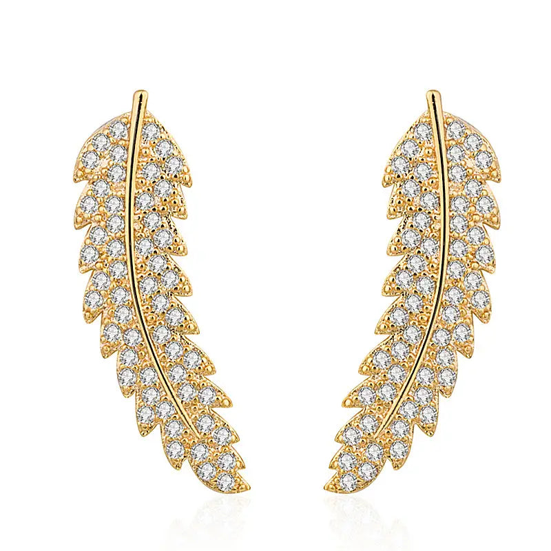 Dainty Feather Stud Earrings