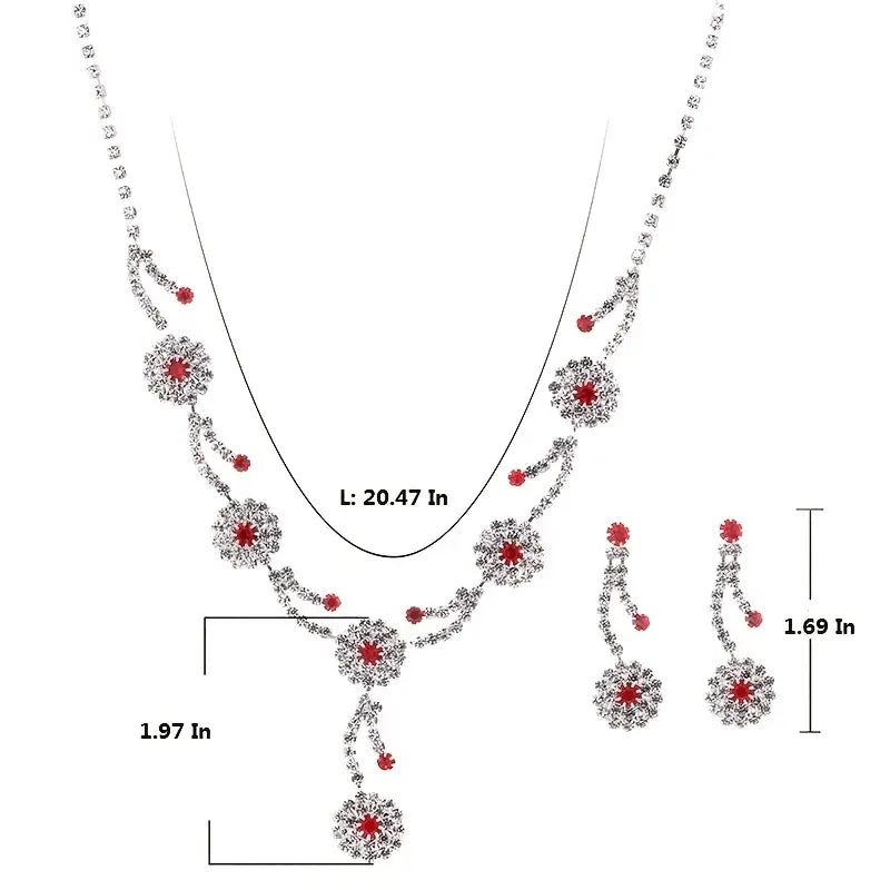 Rhinestone Flower Necklace Set