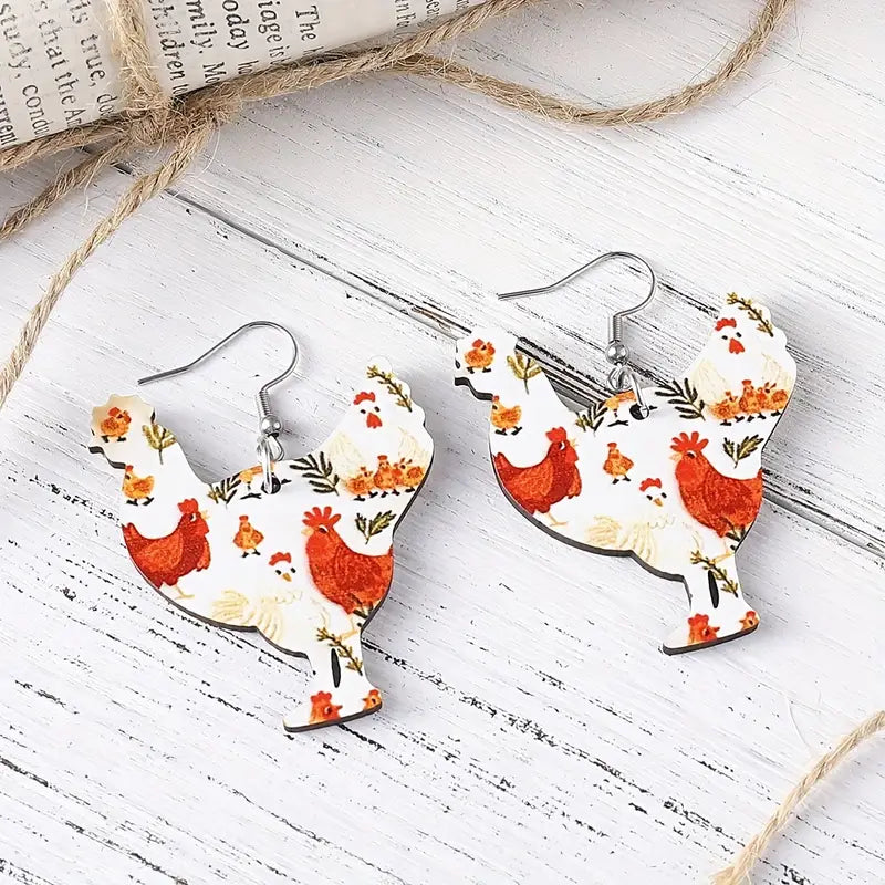 Hen Print Earrings