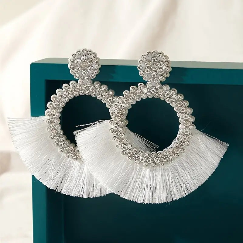 Rhinestone White Fringe