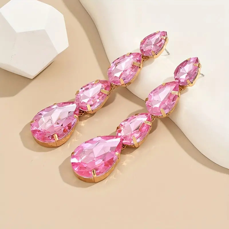 Pink Ice Teardrop Earrings