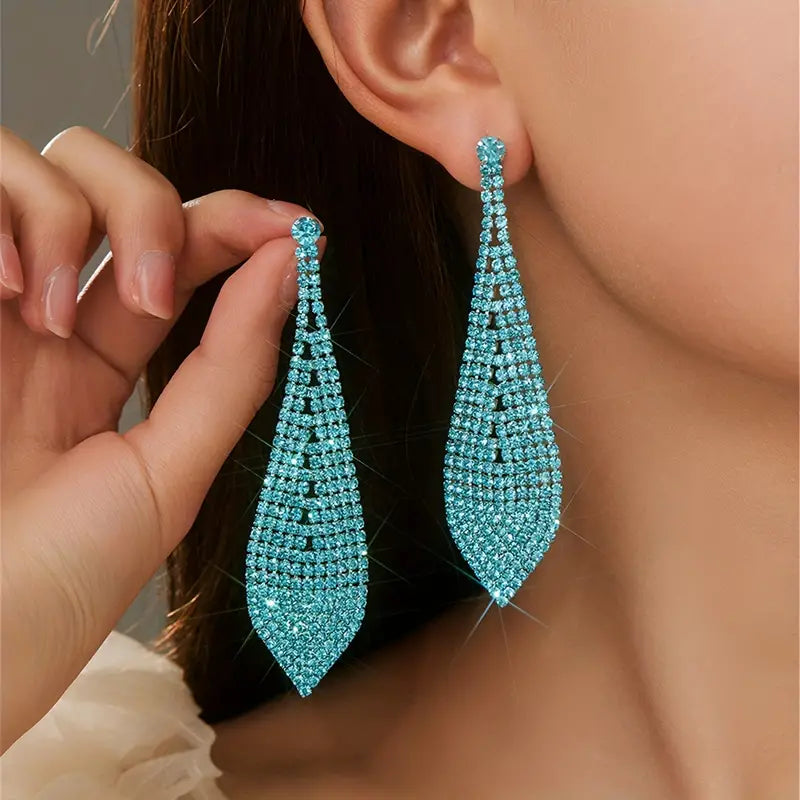 Rhinestone Curtain Earrings