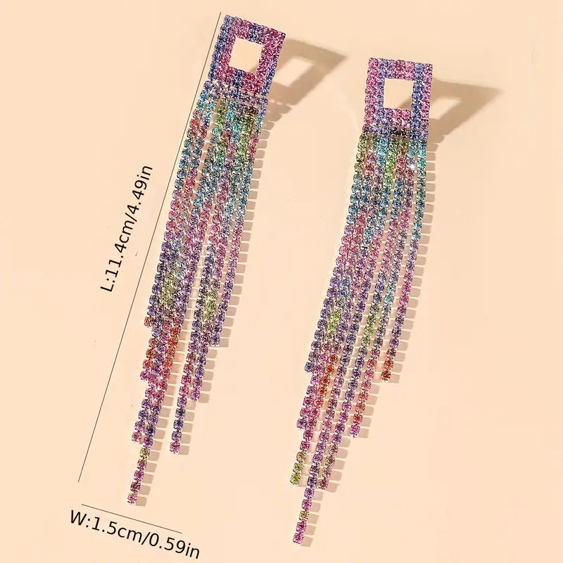 Rhinestone Curtain Earrings