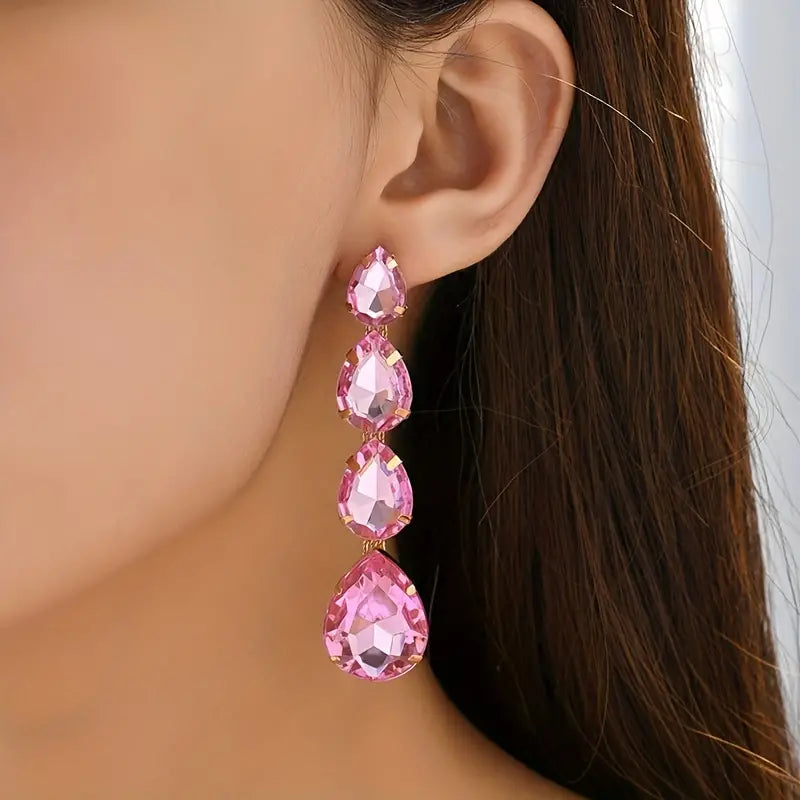 Pink Ice Teardrop Earrings