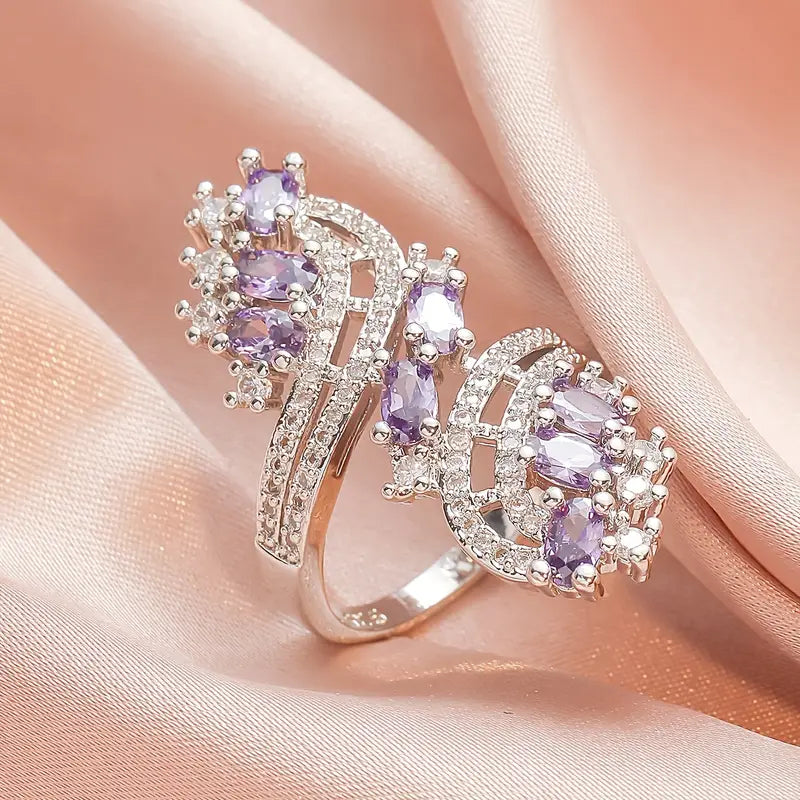 Amethyst and CZ Wrap Ring