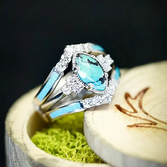 3 Pc Turquoise Ring