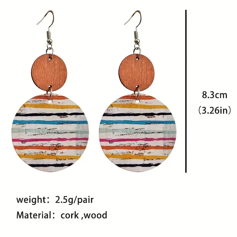 Watercolor Striped Wood Earrings