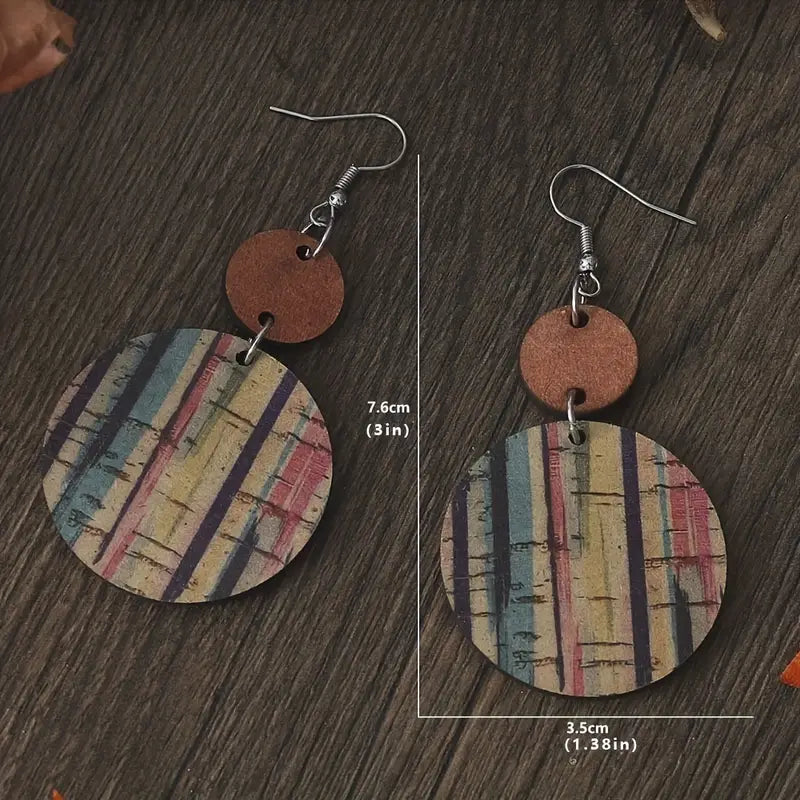 Bohemian Style Wood Circle Earrings