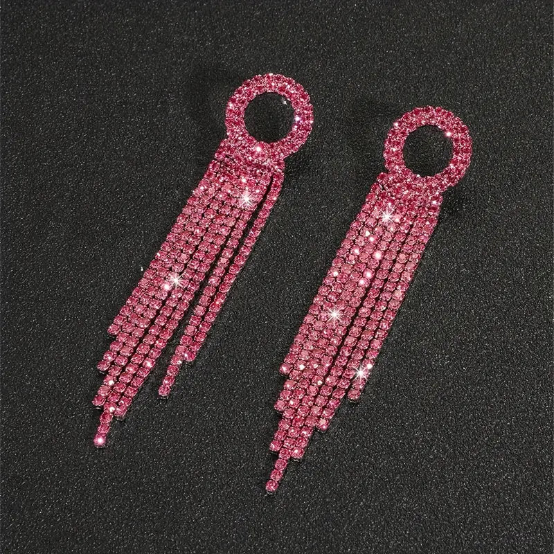 Rhinestone Curtain Earrings