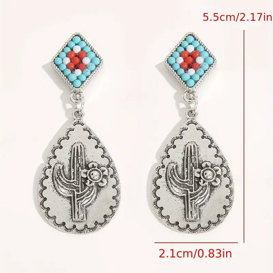 Beaded Cactus Earrings