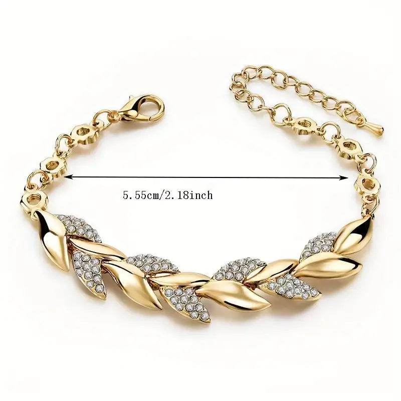 Rhinestone Leaf Tennis Bracelet