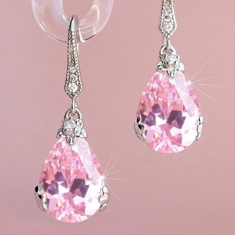 Pink Ice Teardrop Earrings