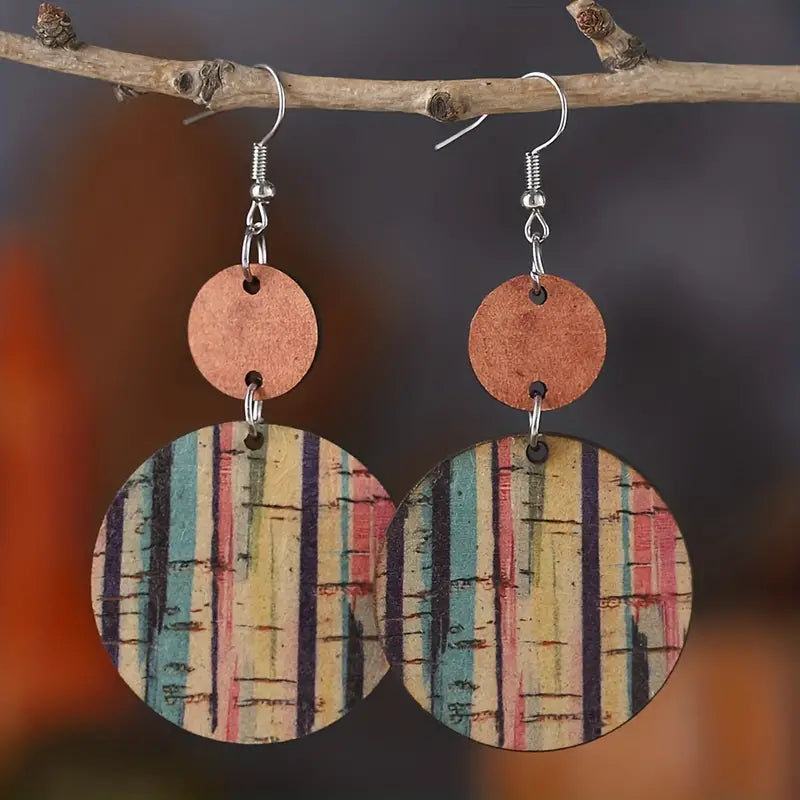 Bohemian Style Wood Circle Earrings