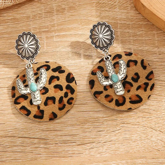 Leopard Cactus Earrings