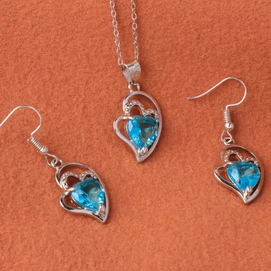 Blue Heart Necklace Set