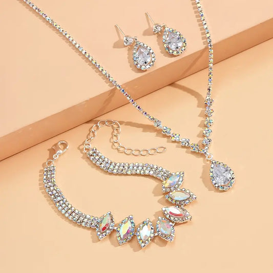 3 Pc Rhinestone Teardrop Set