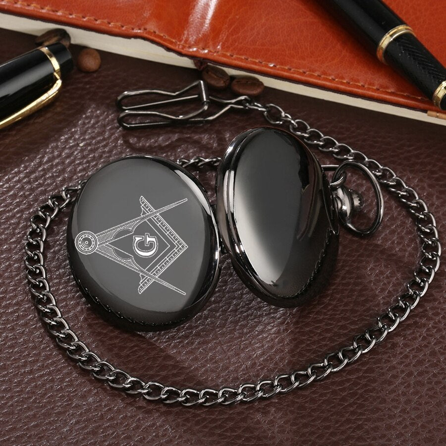 Modern Black Masonic Pocket Watch