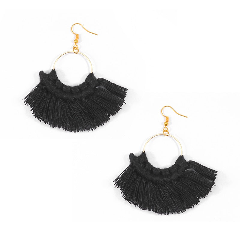 Macrame Feather Earrings