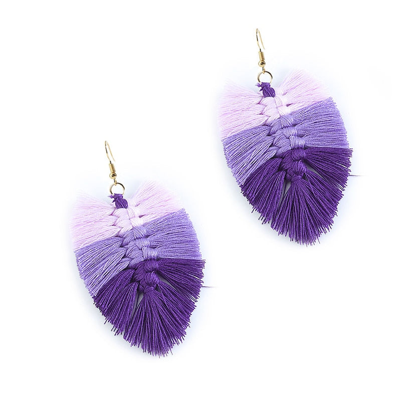 Macrame Leaf Earrings