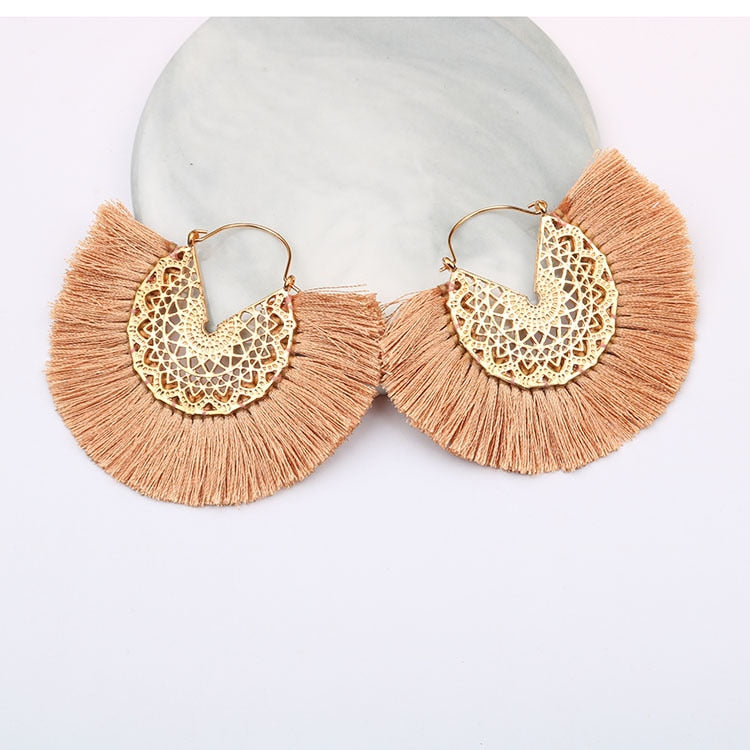 Metal Scroll and Fringe Earrings