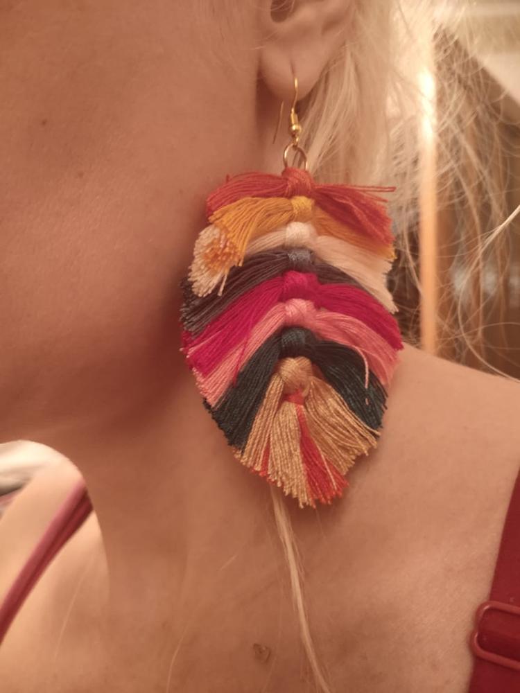 Macrame Feather Earrings