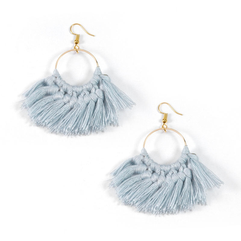 Macrame Feather Earrings