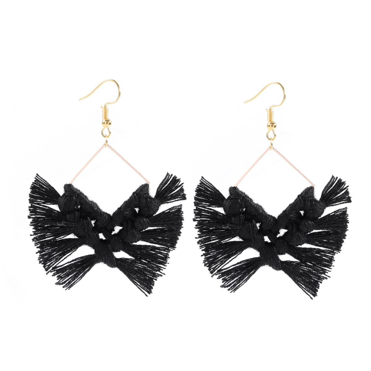 Macrame Feather Earrings